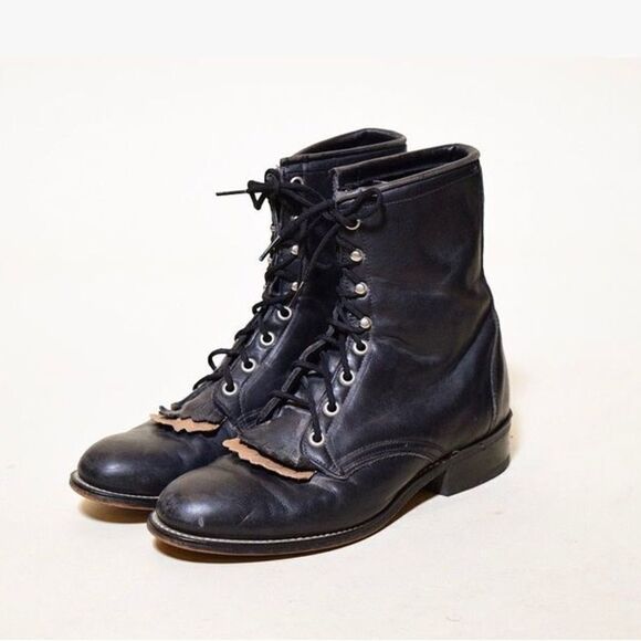 Vintage Laredo Black Kiltie Roper Boots size 8 - Picture 1 of 11